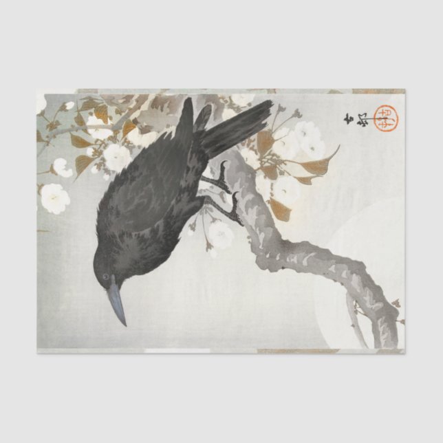 Papel De Seda Ave japonesa Crow Raven Koson (Anverso)