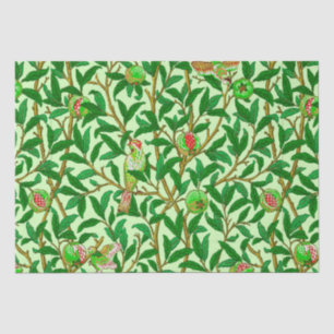 Papel De Seda Ave y granada Art Nouveau, verde limón