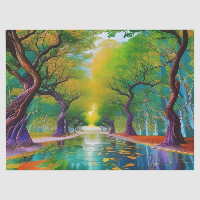 Papel De Seda Avenida de árboles hojas de otoño (Anverso)