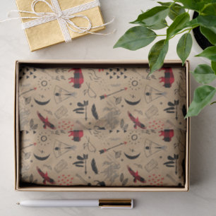 Papel De Seda Aventuras de búfalo de plástico negro y rojo/Kraft