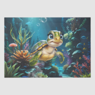 Papel De Seda Aventuras submarinas con la alegre tortuga.