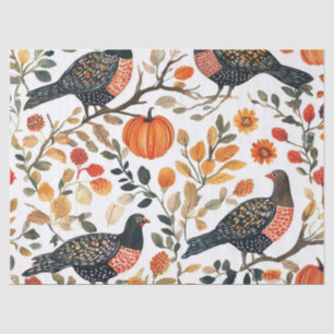 Papel De Seda Aves Acuarela Terrosa Vibrante - Estilo Bohemio