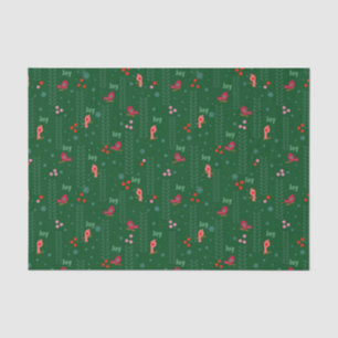 Papel De Seda Aves alegres Navidades verdes