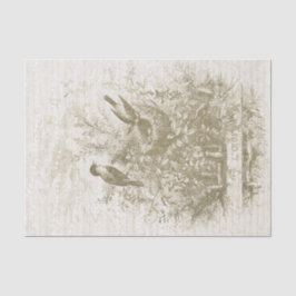 Papel De Seda Aves antiguas francesas vintage Nest Gold Beige