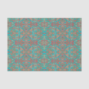 Papel De Seda Aves Arabesque Bohemian Boho Turquoise Red Green