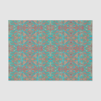 Papel De Seda Aves Arabesque Bohemian Boho Turquoise Red Green