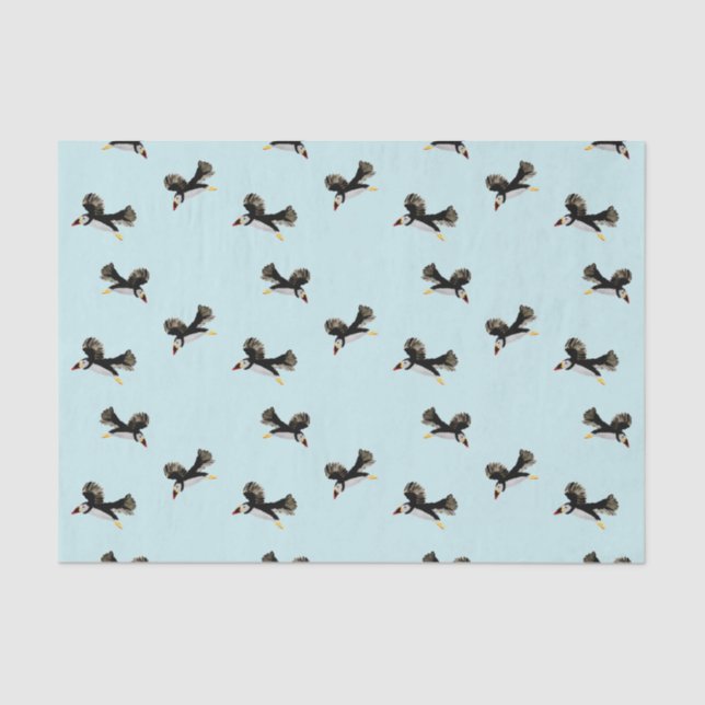 Papel De Seda Aves Art Flying Puffins (Anverso)