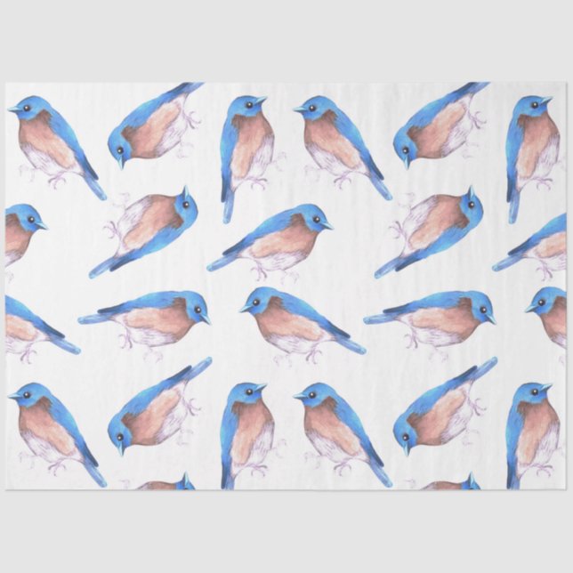 Papel De Seda Aves azul orientales pájaros adorables (Anverso)