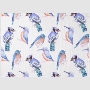 Papel De Seda aves azules con un esquema de colores análogo
