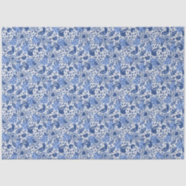 Papel De Seda Aves azules y corazones desenlace ilustrado