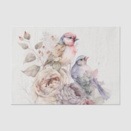 Papel De Seda Aves chic y flores de Shabby