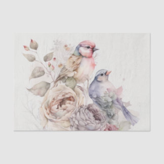 Papel De Seda Aves chic y flores de Shabby