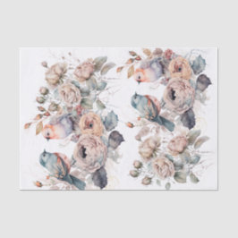 Papel De Seda Aves chic y rosas de Shabby