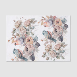 Papel De Seda Aves chic y rosas de Shabby
