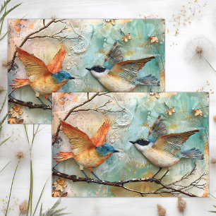 PAPEL DE SEDA AVES COLORIDAS MIXED MEDIA DECOUPAGE