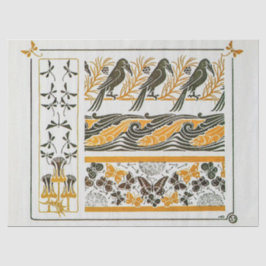 Papel De Seda Aves de Art Nouveau vintage de Maurice Verneuil
