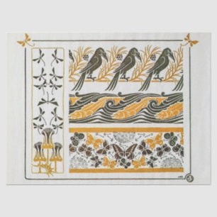 Papel De Seda Aves de Art Nouveau vintage de Maurice Verneuil