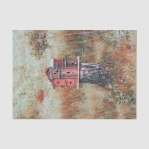 Papel De Seda Aves De Aves En El Estilo De La Vintage Marrón De 