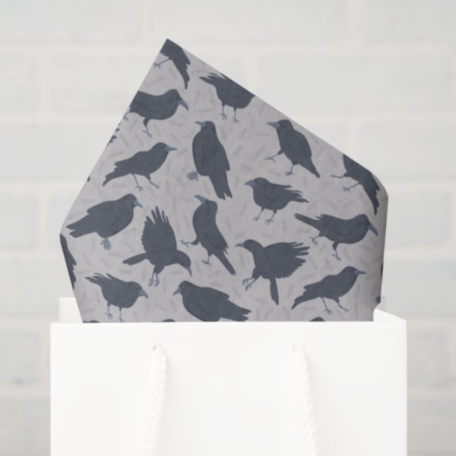 Papel De Seda Aves de Black Crows con estampado gris (Bolsa de regalo)