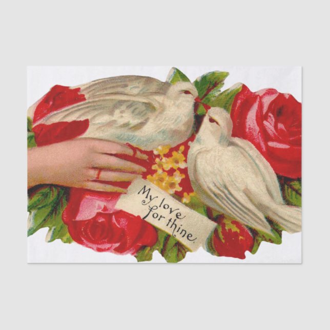 Papel De Seda Aves de época Amo victoriano Adorable Arte Clásico (Anverso)