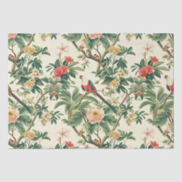 Papel De Seda Aves de flores tropicales coloridas