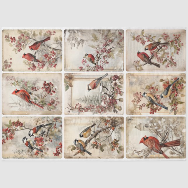 Papel De Seda Aves de invierno nueve (Anverso)