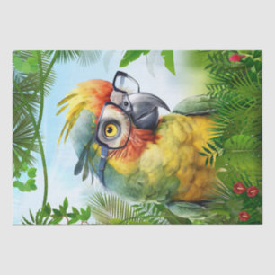 Papel De Seda Aves De Loro Gracioso Usando Gafas