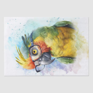Papel De Seda Aves De Loro Gracioso Usando Gafas