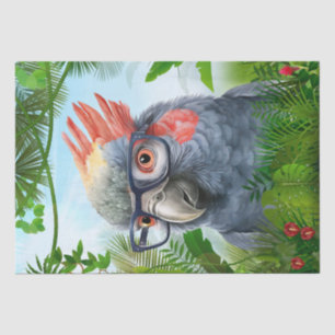 Papel De Seda Aves De Loro Gracioso Usando Gafas