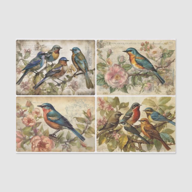 Papel De Seda Aves de primavera (Anverso)