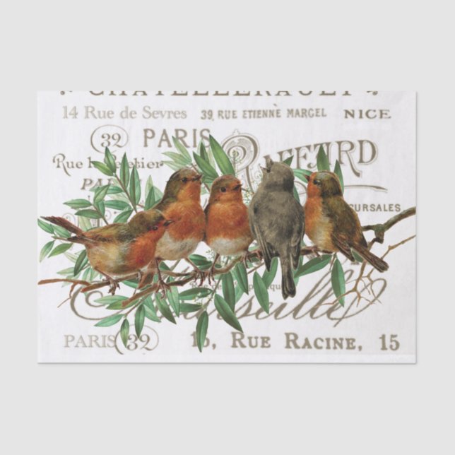 Papel De Seda Aves deja la vieja página de nombres de ciudades f (Anverso)