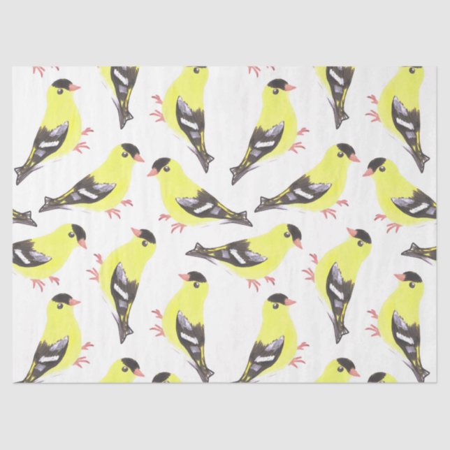 Papel De Seda Aves doradas norteamericanas acuarela (Anverso)