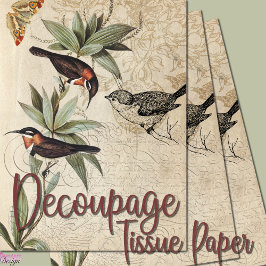 Papel De Seda Aves en descomposición de mariposa verde follaje d