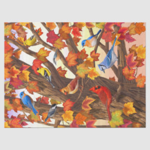 Papel De Seda Aves en el árbol de arce de otoño