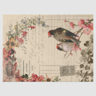Papel De Seda Aves florales Desnudos de la Ephemera