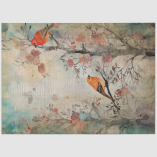 Papel De Seda Aves Naranjas de la Primavera de la Tierra de los