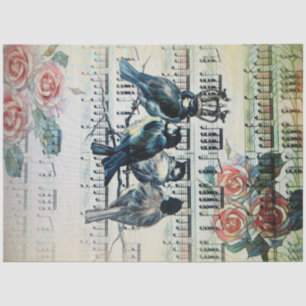 Papel De Seda Aves románticas en una rama