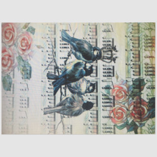 Papel De Seda Aves románticas en una rama