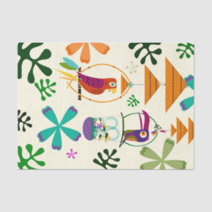 Papel De Seda Aves Tiki Retro Tropical Vintage moderno