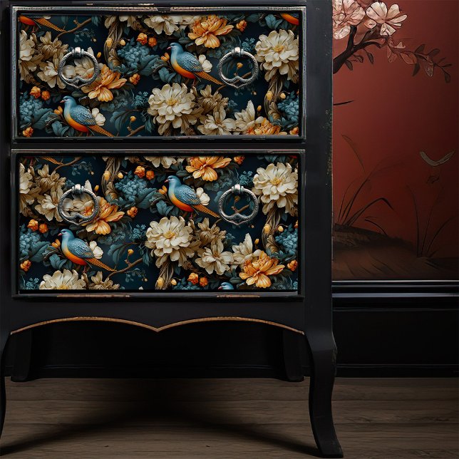 Papel De Seda Aves verde azuladas y Naranjas del Boho georgiano  (Subido por el creador)