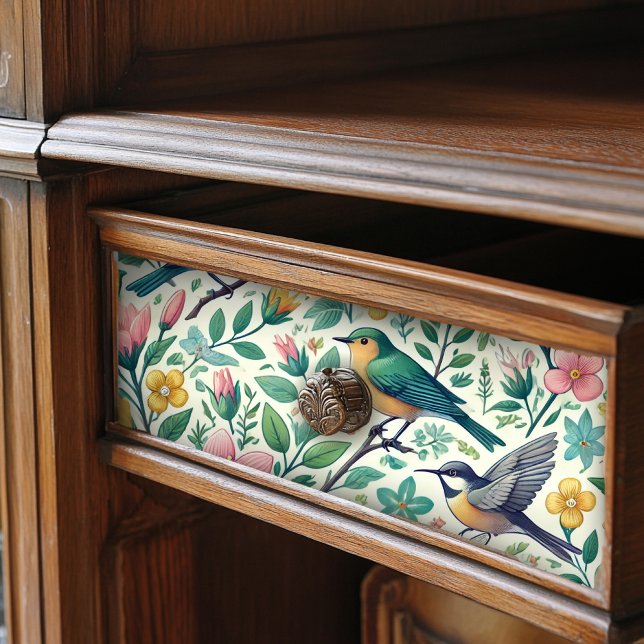 Papel De Seda Aves vetustas y patrones florales (Subido por el creador)