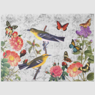 Papel De Seda Aves Vintage Flores Mariposas Música, Desnudos