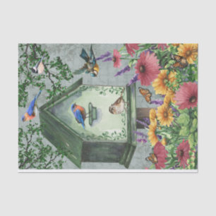 Papel De Seda Aves y florecimiento