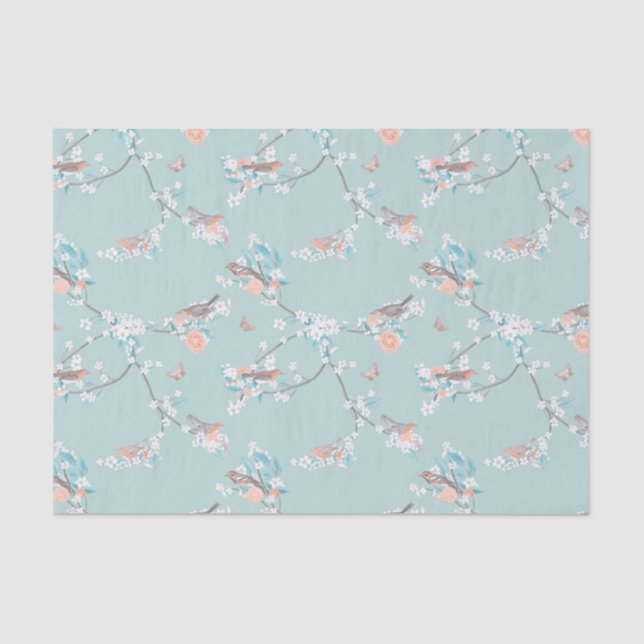 Papel De Seda Aves y flores (Anverso)