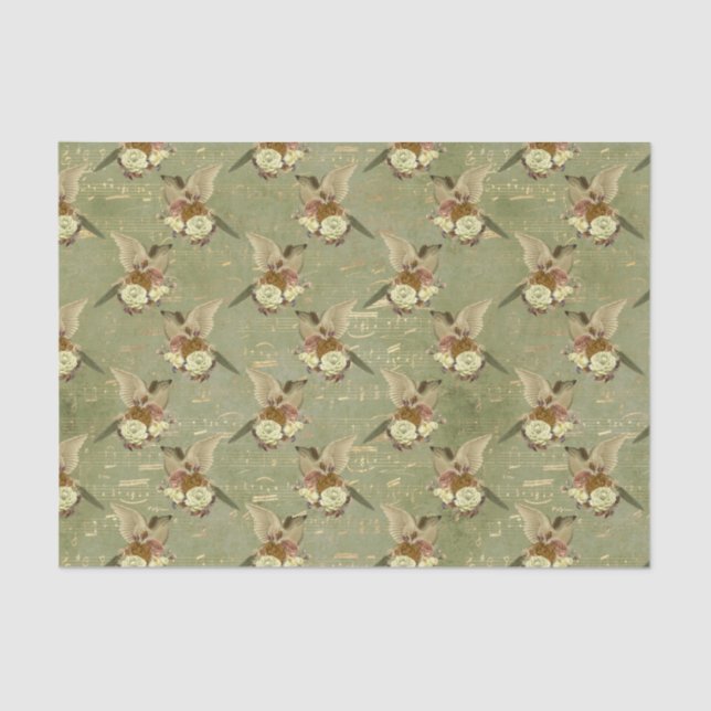 Papel De Seda Aves y flores de época (Anverso)