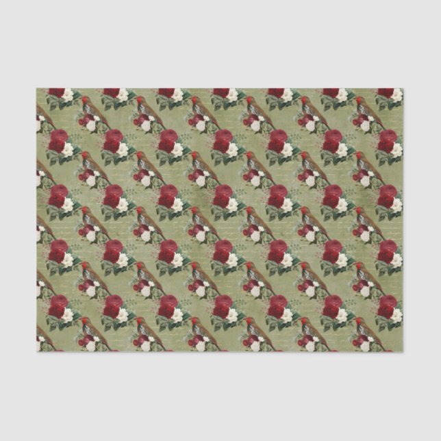 Papel De Seda Aves y flores de época (Anverso)