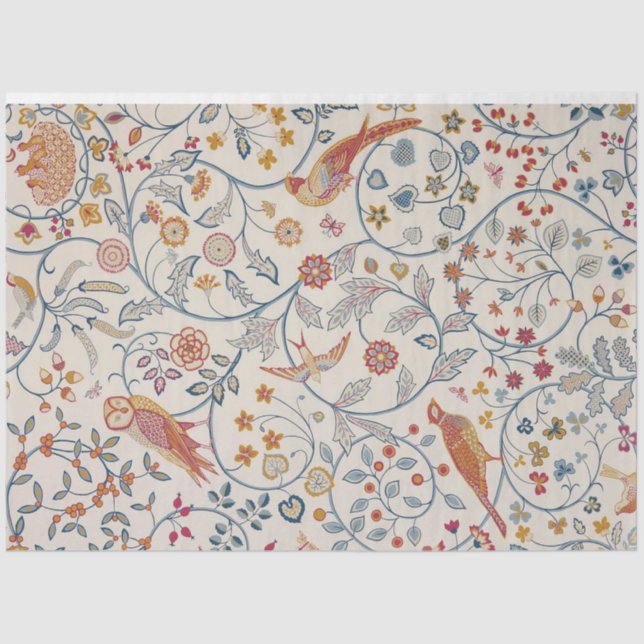 Papel De Seda Aves y flores, William Morris (Anverso)