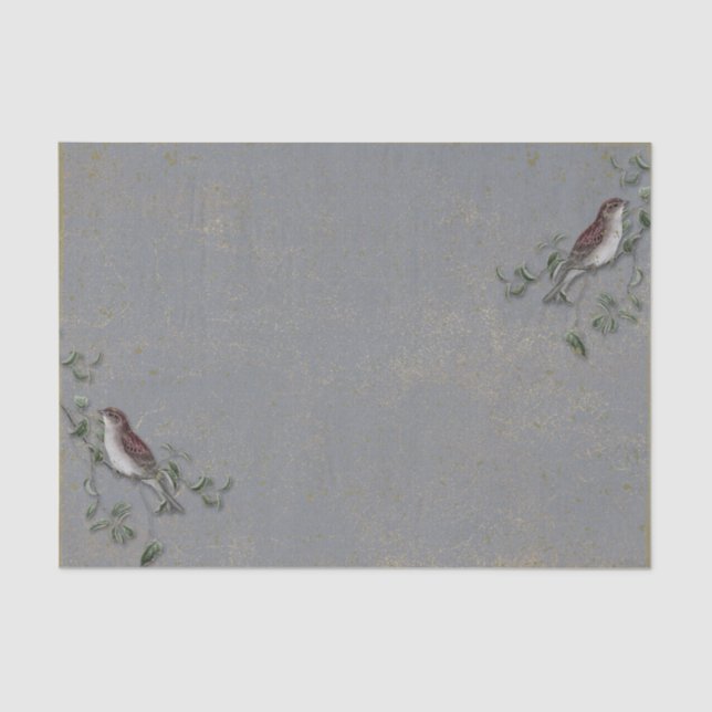 Papel De Seda Aves y ramas antiguas (Anverso)