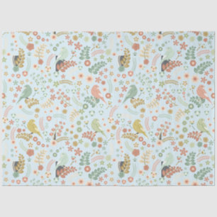 Papel De Seda Aves y ramas de Shabby Azul