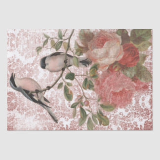 Papel De Seda Aves y Rosas de época Shabby Chic